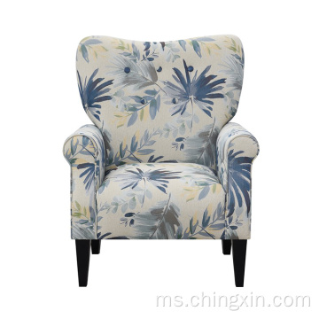 Hidup Room Chair Blue Multi Fabric Armed Accent Chair dengan Kaki Kayu Pepejal CX638F